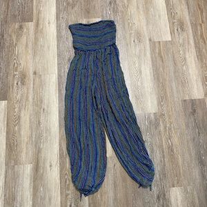 UO Strapless Smocked Printed Tube Jumpsuit